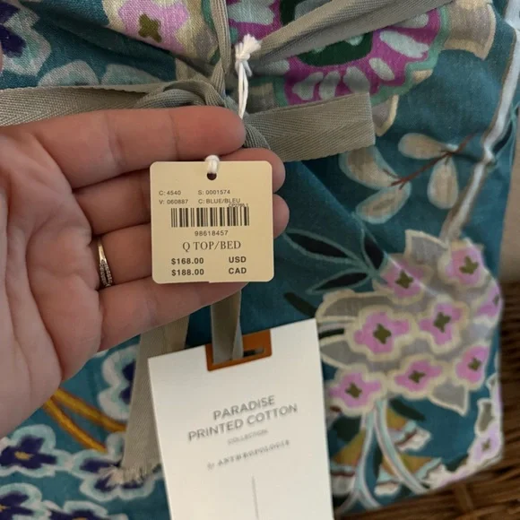 Anthropologie Paradise Printed Cotton Duvet Cover Queen Floral - Picture 6 of 6